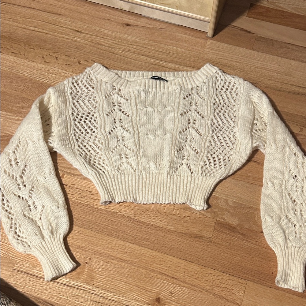 SHEIN Cream Knit Crew Neck Sweater